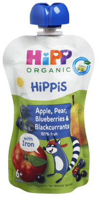 Hippis Smoothie Eple/Pære/Blåbær/Solbær m/Jern 6md