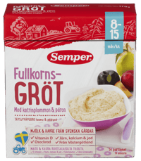 Semper Fullkornsgrøt Svikser & Pærer 8-15md