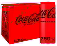Coca Cola u/Sukker 0,25lx6 boks