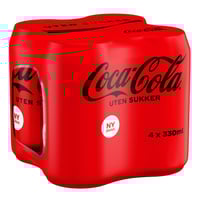 Coca-Cola u/Sukker 0,33lx4 boks
