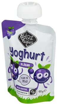 Yoghurt Blåbær Klemmepose Økologisk, 90 g
