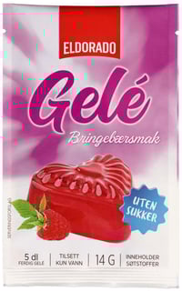 Bringebærgele u/Sukker 14g Eldorado