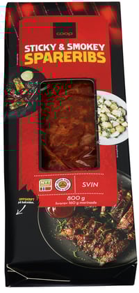 Coop Spareribs Svin Sticky And Smokey 800g