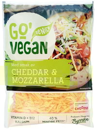 Plantebasert Cheddar & Mozzarella Revet, 200 g