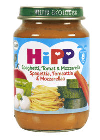 HiPP Økologisk Spaghetti, Tomat&Mozarella 8md 190g