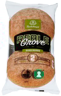 Burgerbrød Grove 2stk 160g Reale