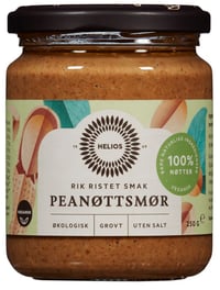 Peanøttsmør Grovt u/Salt Økologisk 250g Helios