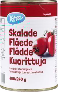 Flådde Tomater i Tomatjui 400grm Xtra