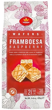 Vaffelkjeks Bringebær 125g Vieira