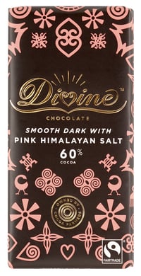 Divine 60 % Dark Fairtrade Chocolate Pink Himalaya Salt 90g
