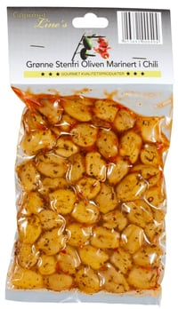 Oliven Grønn u/Sten m/Chili 250g Gourmet Line