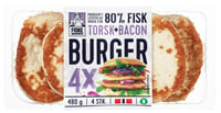 Fiskeburger 80% Torsk&Bacon 480g Fiskemannen