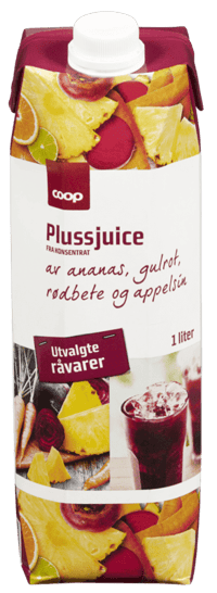 Coop Plussjuice av Ananas,Gulrot,Rødbete&App. 1l
