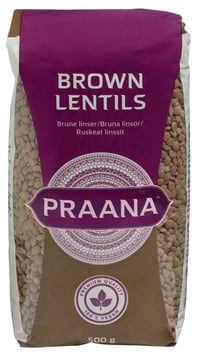 Praana Brown Lentils 500g