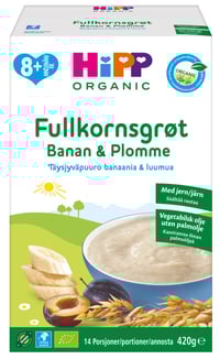 Fullkornsgrøt Banan&Plomme 8mnd 420g Hipp