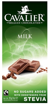 Cavalier Melkesjokolade Søtet med Stevia, Plate 85g