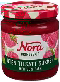 Nora Bringebær Uten tilsatt sukker, 275 g