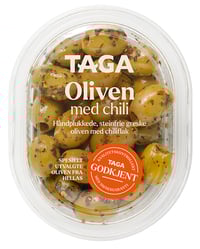 Taga Greske Oliven med Urter og Chili 130g