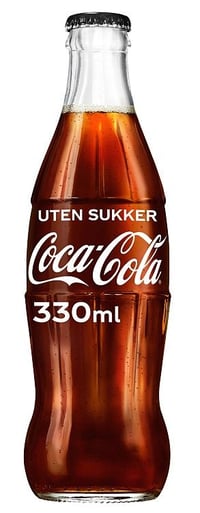 Coca-Cola Uten Sukker Glassflaske, 0,33 l