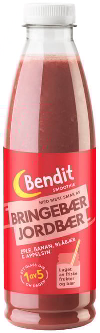 Smoothie Bringebær&Jordbær 750ml Bendit