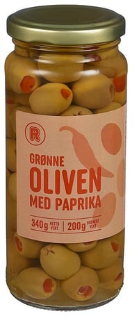Grønn Oliven Med Paprika 340 g