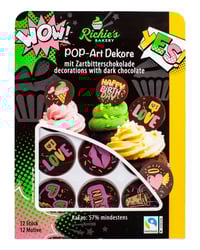 Sjokoladedekor Pop Art 12stk Richie's Bakery