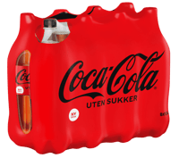 Coca-Cola uten Tilsatt Sukker 8stk x 1,5l, 12l