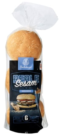 Burgerbrød Store m/Sesam 6stk 540g Reale