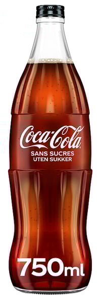 Coca Cola u/Sukker 0,75l Glassflaske