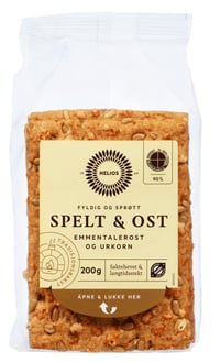 Knekkebrød Spelt&Ost 200g Økologisk Helios