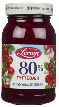 Tyttebærsyltetøy u/Sukker 330g Lerum