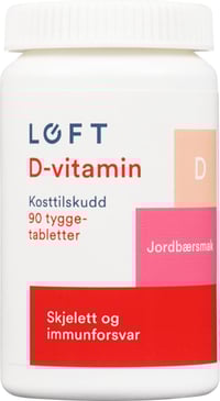 Vitamin D Tyggetablett Jordbær 90stk Løft