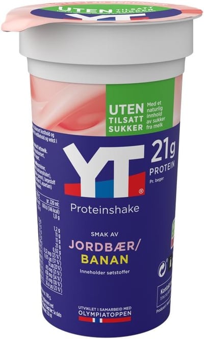 YT Proteinshake Jordbær & Banan, 220 ml