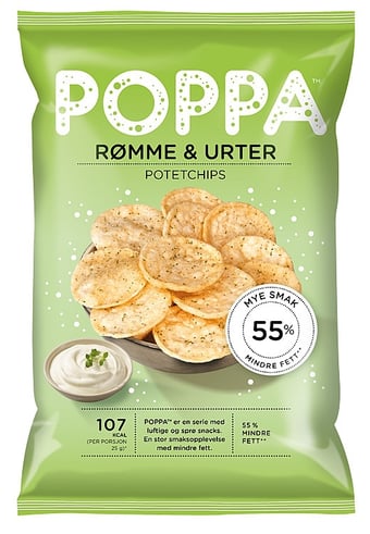 Poppa Chips Rømme&Urter 80g