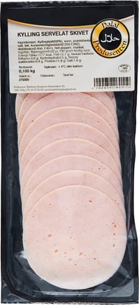 Servelat Kylling Halal Skivet, 100 g
