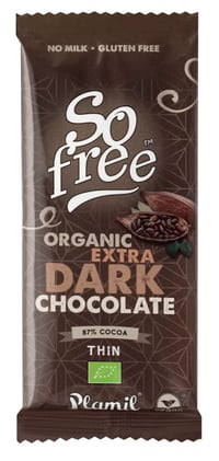 Sofree Sjokolade Mørk 87% u/Melk Økol 80g