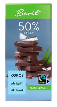 Sjokolade 50% Kakao&Kokos 80g Berit