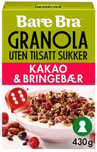 Bare Bra Granola Kakao og Bringebær 430 g