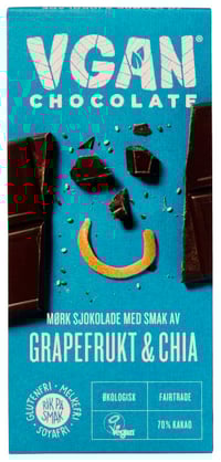Sjokolade Mørk Grapefrukt&Chia 70g Vgan