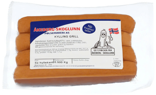 Åkeberg Skoglunn Kylling Grillpølser 400g