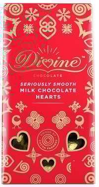 Divine Fairtrade Melkesjokoladehjerter 80g