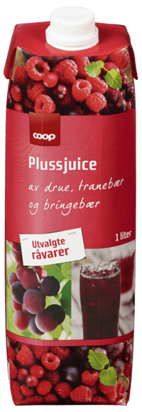Coop Pluss Drue/Tranebær/Bringebær Juice 1l