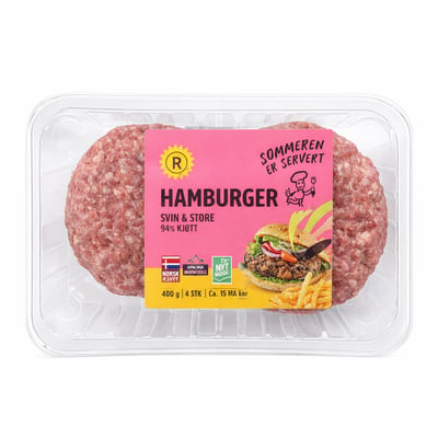 Hamburger svin & storfe 94% kjøtt