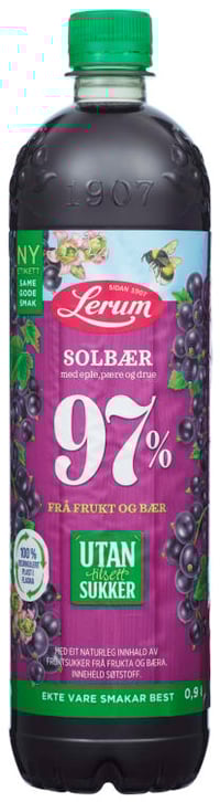 Solbærsaft u/Sukker 0,9l Lerum
