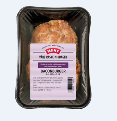 Baconburger 2x140g Meny