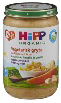 Hipp Vegetarisk Gryte m Linser & Urter 12m 220g