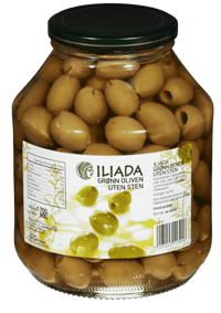 Iliada Grønne Oliven uten Sten 1,7kg