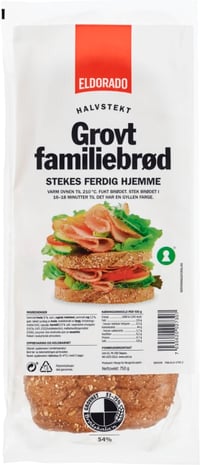 Familiebrød Grovt Halvstekt 750g Eldorado