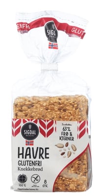 Knekkebrød Havre Gl.Fri 190g Sigdal