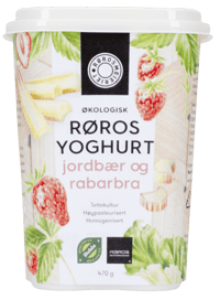 Rørosmeieriet Yoghurt Jordbær/Rabarbra Øko. 470g